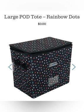 Brand New Creative Memories Black Storage Tote with Rainbow Dots